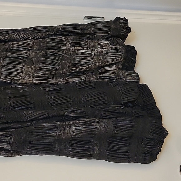 VTG JUST FOR YOU Glam Rock Two-Tone Gunmetal Metallic Ruched Swishy Jacket - Picture 5 of 8